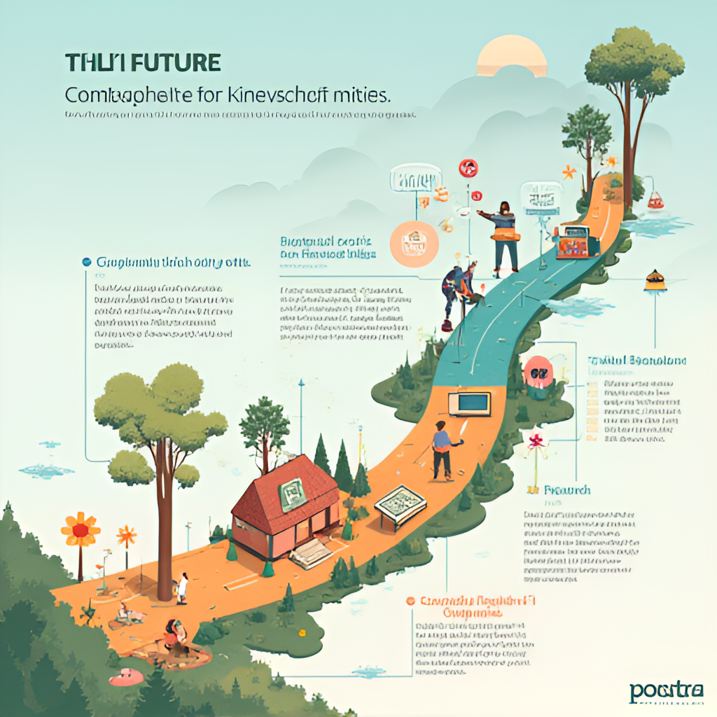 A conceptual image illustrating the future challenges and opportunities for the Bhumjaithai Party, possibly depicting a path forward with symbols of technology, youth, and public engagement.