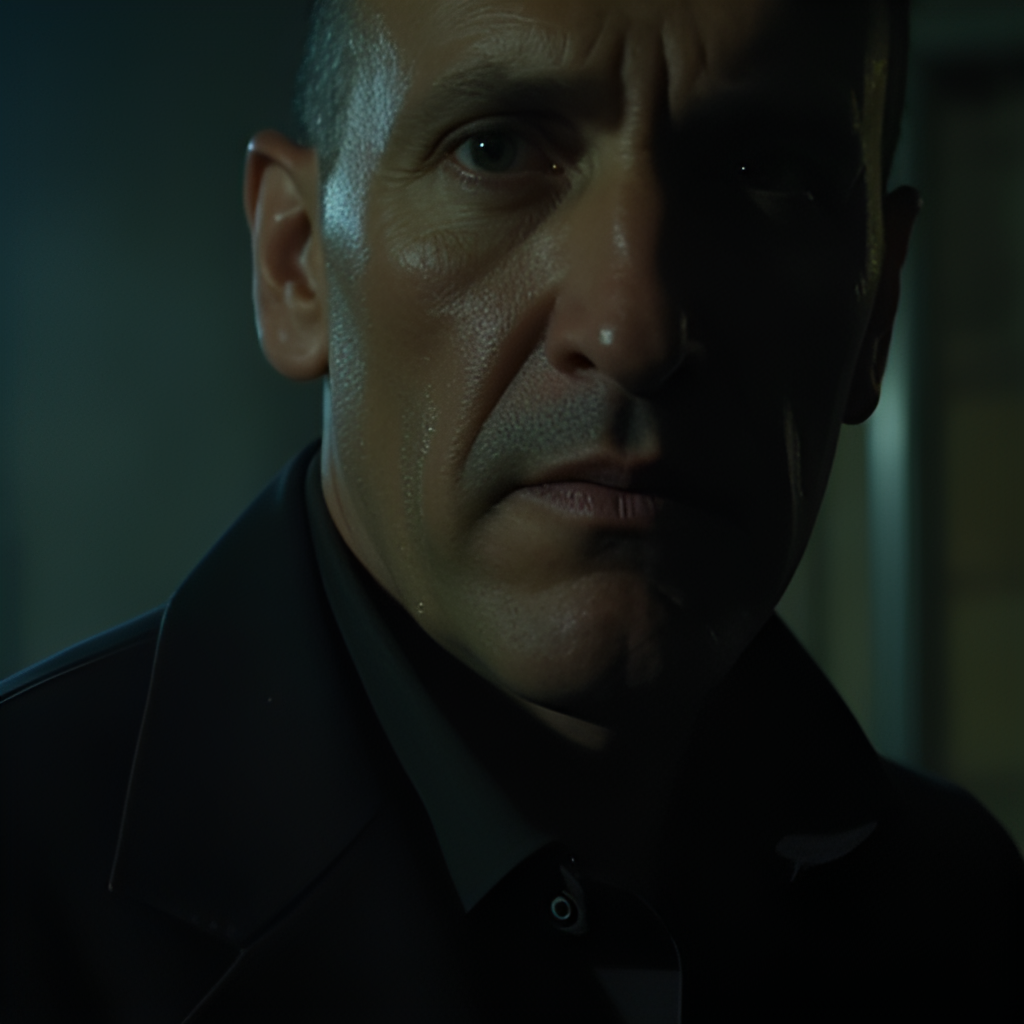 A close-up, intense shot of actor Tony Todd as William Bludworth in Final Destination 5, with a mysterious and knowing expression, set in a dimly lit environment that suggests a connection to death
