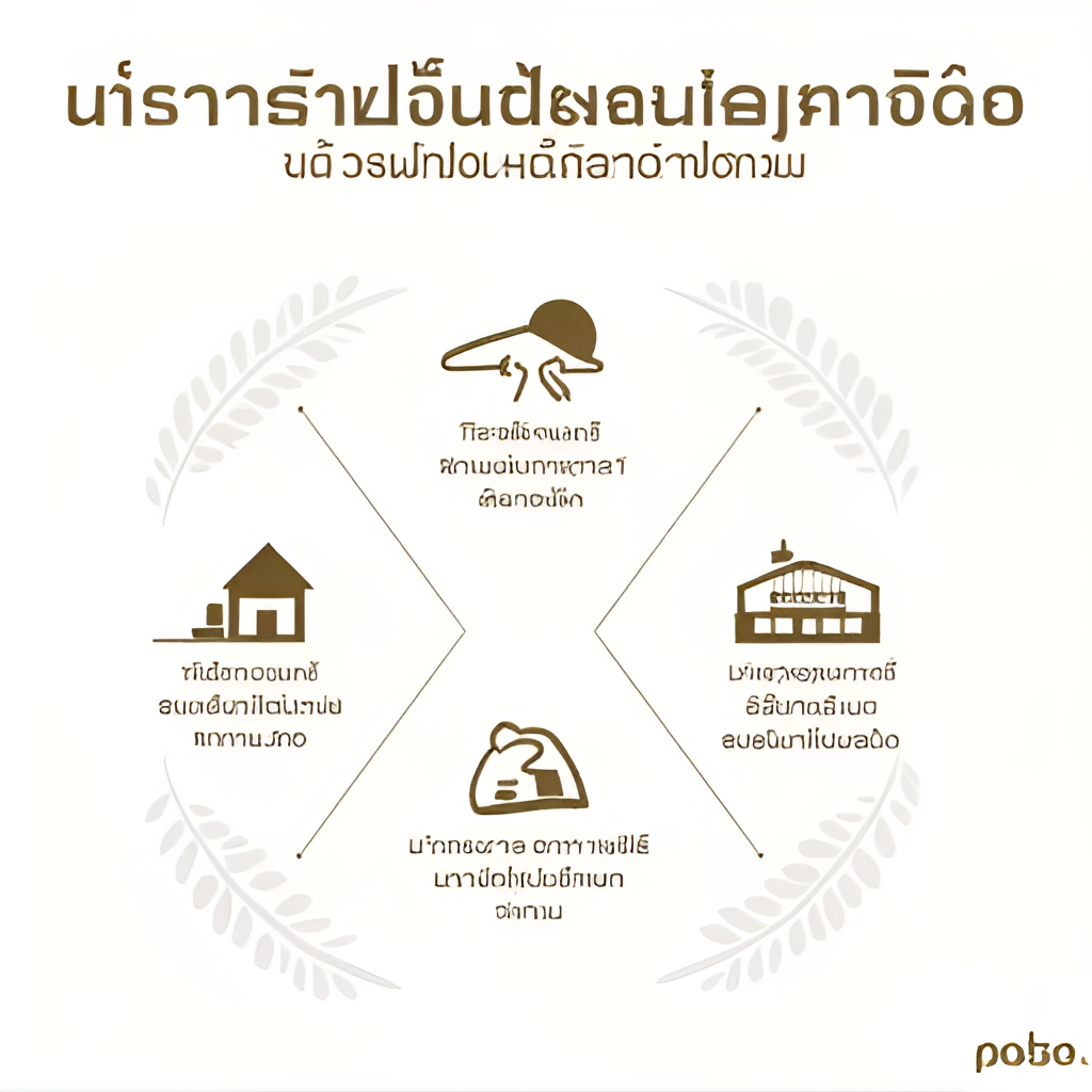 A clear infographic showing the 'Drop, Cover, Hold On' action during an earthquake, with text in Thai.